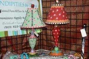 Pair of Hand-Painted Lamps by Dena Lynn