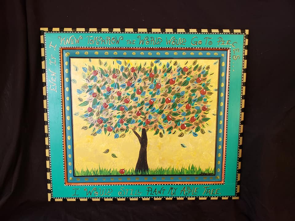 Hand-Painted Upcycled Kitchen Cabinet Door by Dena Lynn