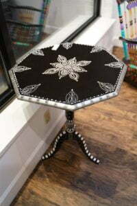 Hand-Painted Antique Tilt-Top Table w/ Mandala, by Dena Lynn