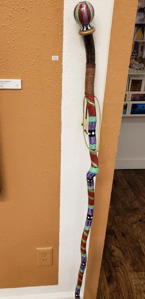 "Aboriginal" Hand-Painted Walking-Stick