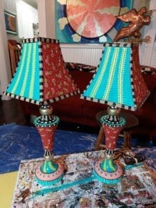 Hand-Painted Lamp Pair, by Dena Lynn
